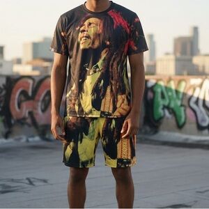 Bob Marley Graphic Men Shorts Set